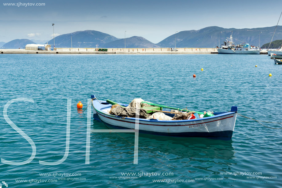 SAMI, KEFALONIA, GREECE - MAY 26 2015:   Panorama of Port of town of Sami, Kefalonia, Ionian islands, Greece