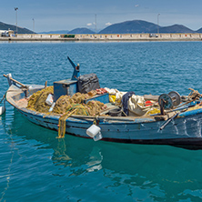 SAMI, KEFALONIA, GREECE - MAY 26 2015:   Panorama of Port of town of Sami, Kefalonia, Ionian islands, Greece