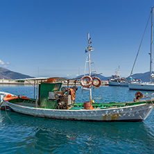 SAMI, KEFALONIA, GREECE - MAY 26 2015:   Panorama of Port of town of Sami, Kefalonia, Ionian islands, Greece