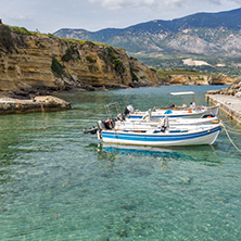 PESADA, KEFALONIA, GREECE - MAY 26 2015:  Panorama of Port of town of Sami, Kefalonia, Ionian islands, Greece