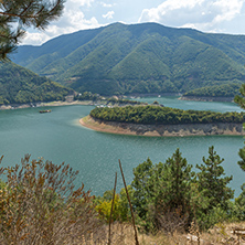 View of Meander of Vacha (Antonivanovtsy) Reservoir, Rhodopes Mountain, Bulgaria