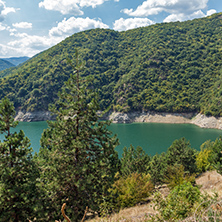 Amazing view of Meander of Vacha (Antonivanovtsy) Reservoir, Rhodopes Mountain, Bulgaria