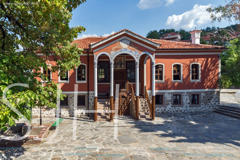 PERUSHTITSA, BULGARIA - SEPTEMBER 4 2016: The building of Danov School from the 19th century, Perushtitsa, Plovdiv Region, Bulgaria
