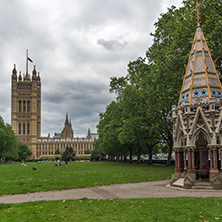 LONDON, ENGLAND - JUNE 19 2016: Victoria Tower in Houses of Parliament, Palace of Westminster,  London, England, Great Britain