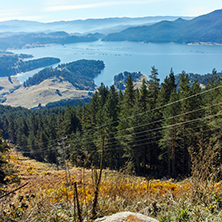 Amazing Autumn Panorama of Dospat  Reservoir, Smolyan Region, Bulgaria