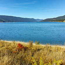 Amazing Autumn Panorama of Dospat  Reservoir, Smolyan Region, Bulgaria