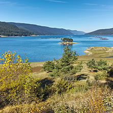 Amazing Autumn Panorama of Dospat  Reservoir, Smolyan Region, Bulgaria