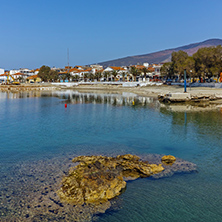 Panoramic view to the port of Limenaria, Thassos island, East Macedonia and Thrace, Greece