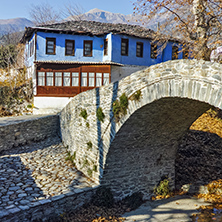 Stone bridge over small river in Moushteni near Kavala, East Macedonia and Thrace, Greece