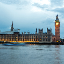 LONDON, ENGLAND - JUNE 16 2016: Sunset view of Houses of Parliament, Westminster palace, London, England, Great Britain