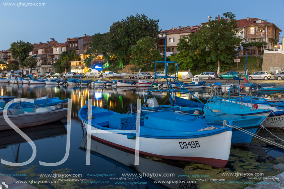 SOZOPOL, BULGARIA - JULY 11, 2016: Amazing Sunset at the port of Sozopol, Burgas Region, Bulgaria