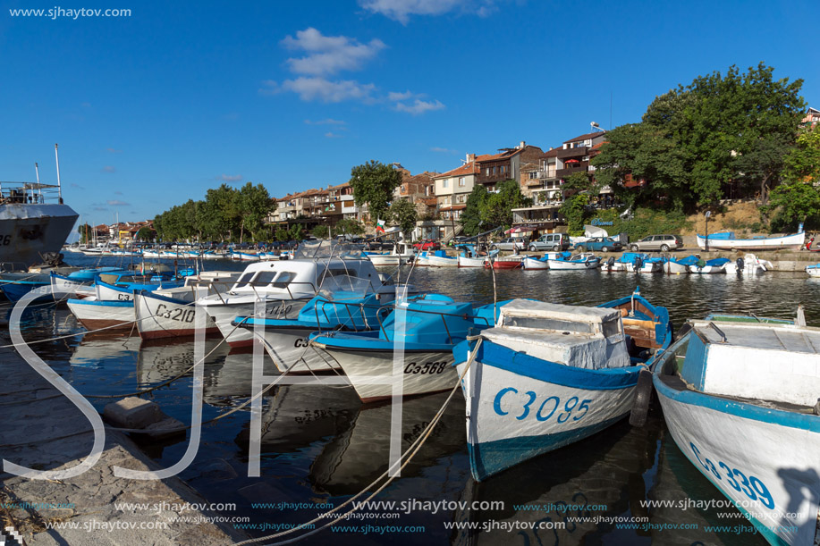 SOZOPOL, BULGARIA - JULY 12, 2016: Amazing Panorama of port of town of Sozopol, Burgas Region, Bulgaria