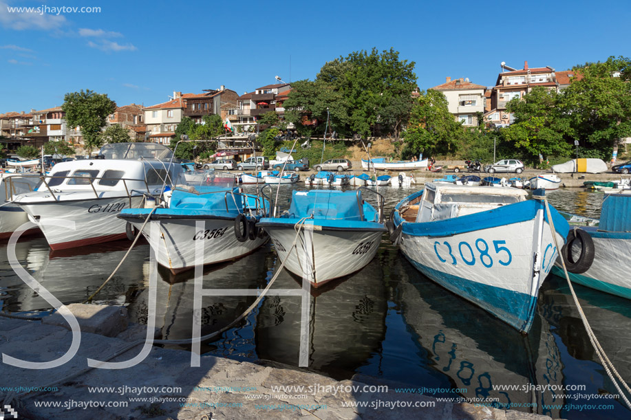 SOZOPOL, BULGARIA - JULY 12, 2016: Amazing Panorama of port of town of Sozopol, Burgas Region, Bulgaria