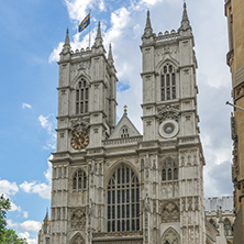 LONDON, ENGLAND - JUNE 15 2016: Bell tower of  Church of St. Peter at Westminster, London, England, Great Britain