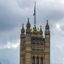 LONDON, ENGLAND - JUNE 15 2016:Victoria Tower in Houses of Parliament, Palace of Westminster,  London, England, Great Britain