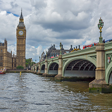 LONDON, ENGLAND - JUNE 15 2016:  Westminster Bridge and Big Ben, London, England, United Kingdom