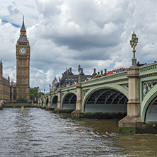 LONDON, ENGLAND - JUNE 15 2016:  Westminster Bridge and Big Ben, London, England, United Kingdom