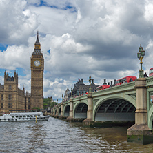 LONDON, ENGLAND - JUNE 15 2016:  Westminster Bridge and Big Ben, London, England, United Kingdom