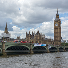 LONDON, ENGLAND - JUNE 15 2016:  Westminster Bridge and Big Ben, London, England, United Kingdom