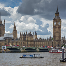 LONDON, ENGLAND - JUNE 15 2016:  Westminster Bridge and Big Ben, London, England, United Kingdom