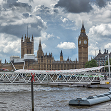 LONDON, ENGLAND - JUNE 15 2016:  Westminster Bridge and Big Ben, London, England, United Kingdom