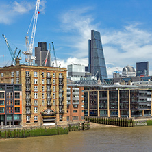 LONDON, ENGLAND - JUNE 15 2016: Panoramic view of Thames River in City of London, England, Great Britain