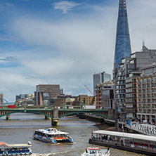 LONDON, ENGLAND - JUNE 15 2016: Panoramic view of Thames River in City of London, England, Great Britain