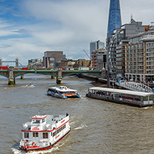 LONDON, ENGLAND - JUNE 15 2016: Panoramic view of Thames River in City of London, England, Great Britain