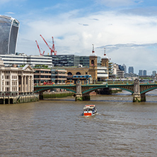 LONDON, ENGLAND - JUNE 15 2016: Panoramic view of Thames River in City of London, England, Great Britain