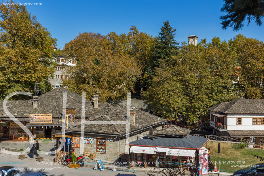 METSOVO, EPIRUS, GREECE - OCTOBER 19 2013: Panoramic view of village of Metsovo near city of Ioannina, Epirus Region, Greece