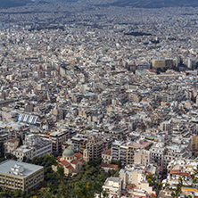 Amazing Panorama of the city of Athens from Lycabettus hill, Attica, Greece