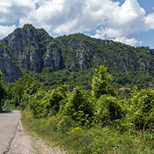 Panorama of Vlasi Village and rock formation of Jerma River Gorge, Dimitrovgrad Region, Serbia