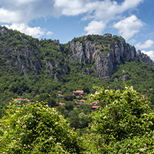 Panorama of Vlasi Village and rock formation of Jerma River Gorge, Dimitrovgrad Region, Serbia