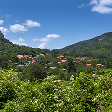 Panorama of Vlasi Village and rock formation of Jerma River Gorge, Dimitrovgrad Region, Serbia