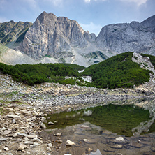 Reflection of Sinanitsa Peak in the lake, Pirin Mountain, Bulgaria