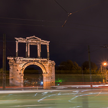 Nigh photo of Arch of Hadrian in Athens, Attica, Greece