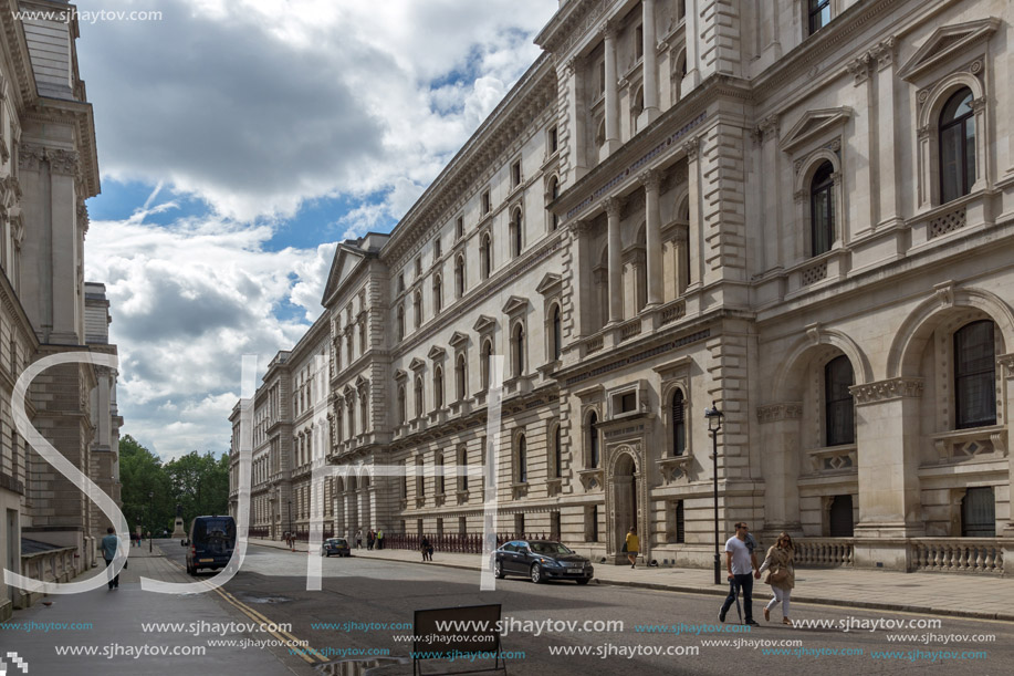LONDON, ENGLAND - JUNE 16 2016: Whitehall Street,  City of London, England, Great Britain