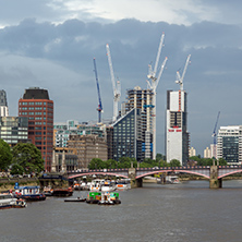 LONDON, ENGLAND - JUNE 16 2016: Cityscape of London from Westminster Bridge, England, United Kingdom