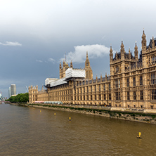 LONDON, ENGLAND - JUNE 16 2016: Sunset view of Houses of Parliament, Westminster palace, London, England, Great Britain