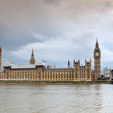 LONDON, ENGLAND - JUNE 16 2016: Sunset view of Houses of Parliament, Westminster palace, London, England, Great Britain