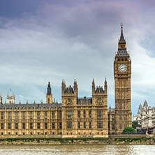 LONDON, ENGLAND - JUNE 16 2016: Sunset view of Houses of Parliament, Westminster palace, London, England, Great Britain