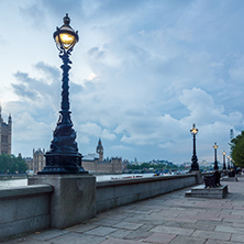 LONDON, ENGLAND - JUNE 16 2016: Sunset view of Houses of Parliament, Westminster palace, London, England, Great Britain