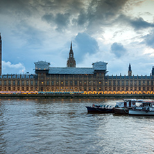 LONDON, ENGLAND - JUNE 16 2016: Houses of Parliament with Big Ben from Westminster bridge, London, England, Great Britain