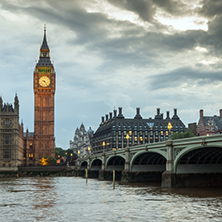 LONDON, ENGLAND - JUNE 16 2016: Houses of Parliament with Big Ben from Westminster bridge, London, England, Great Britain