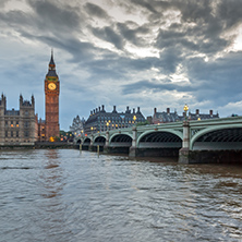 LONDON, ENGLAND - JUNE 16 2016: Houses of Parliament with Big Ben from Westminster bridge, London, England, Great Britain