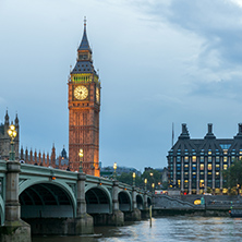 LONDON, ENGLAND - JUNE 16 2016: Houses of Parliament with Big Ben and Westminster bridge, London, England, Great Britain