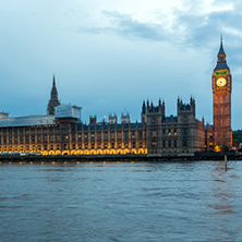 LONDON, ENGLAND - JUNE 16 2016: Houses of Parliament with Big Ben from Westminster bridge, London, England, Great Britain