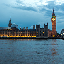 LONDON, ENGLAND - JUNE 16 2016: Houses of Parliament with Big Ben from Westminster bridge, London, England, Great Britain