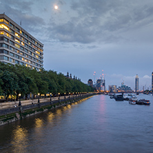 LONDON, ENGLAND - JUNE 16 2016: Cityscape of London from Westminster Bridge, England, United Kingdom