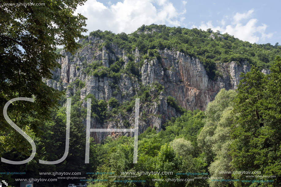 Panorama of Vlasi Village and rock formation of Jerma River Gorge, Dimitrovgrad Region, Serbia